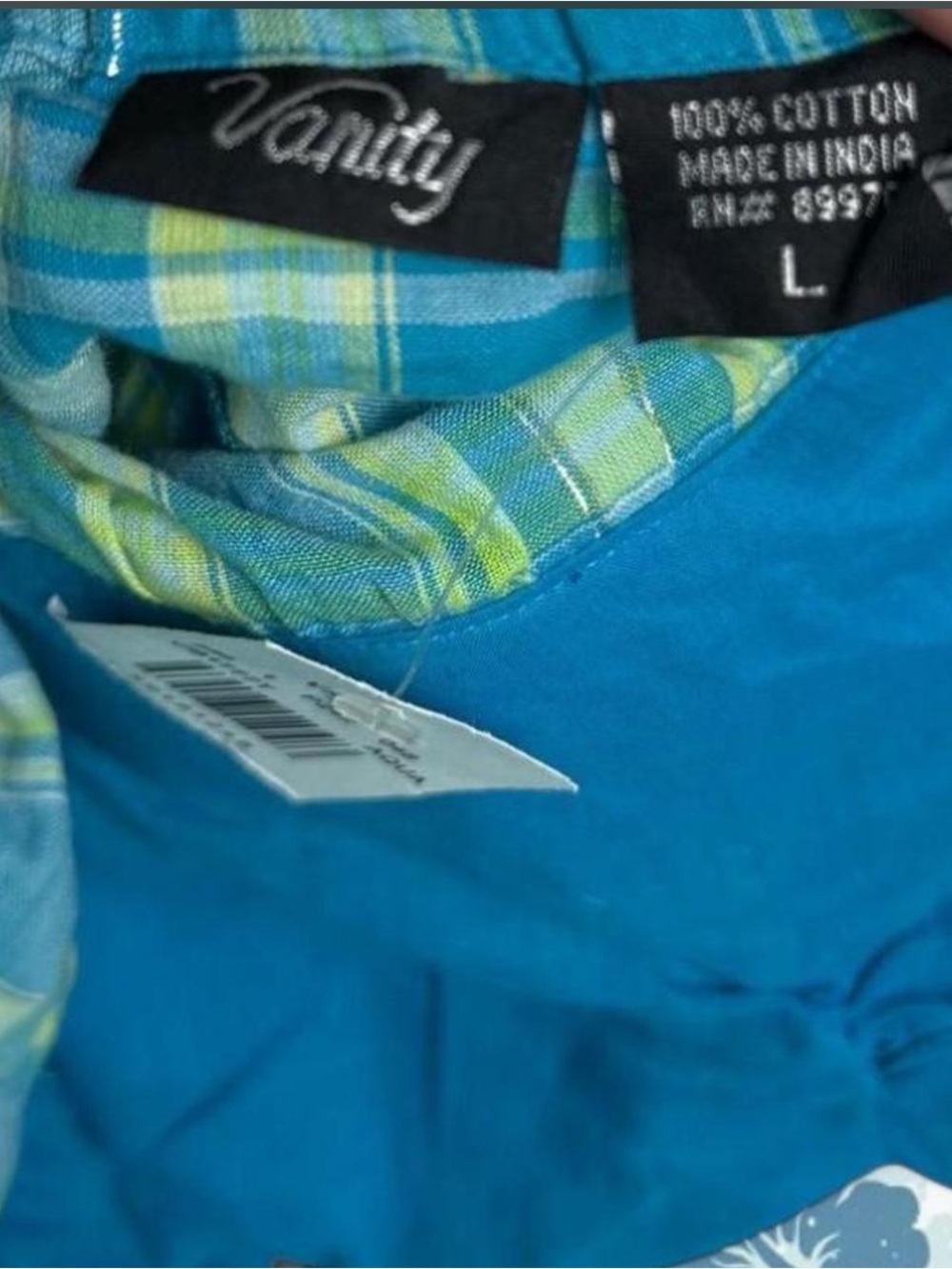 Vanity Blue & Green Plaid Strapless Camisole - Picture 3 of 3